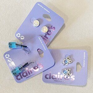 Claire's girls earrings set of 3 smiley faces, boba tea and owls. NWT